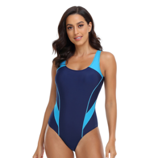 Maillot de bain de piscine une pièce bleu femme