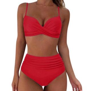 Maillot de bain deux pièces taille haute et push up