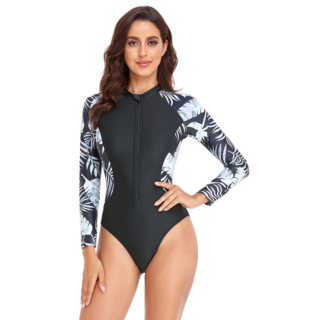 Maillot de bain anti-uv à manches courtes et motifs floraux