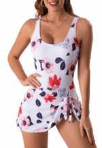 Maillot de bain tankini fleuri avec jupette