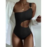 Maillot de bain asymétrique une pièce à anneau triangulaire à l'épaule