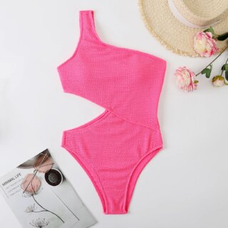 Maillot de bain asymétrique une pièce uni