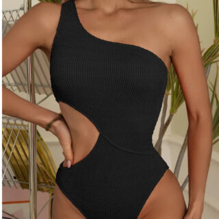 Maillot de bain asymétrique une pièce uni