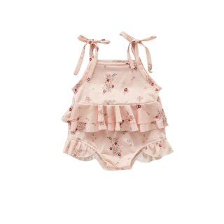 Maillot de bain deux pièces pour bébé fille imprimé floral à froufrous