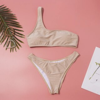 Maillot de bain pailleté asymétrique