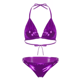 Maillot de bain bikini deux pièces dos nu irisé pour femme