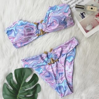Maillot de bain deux pièces anneau central bas et haut
