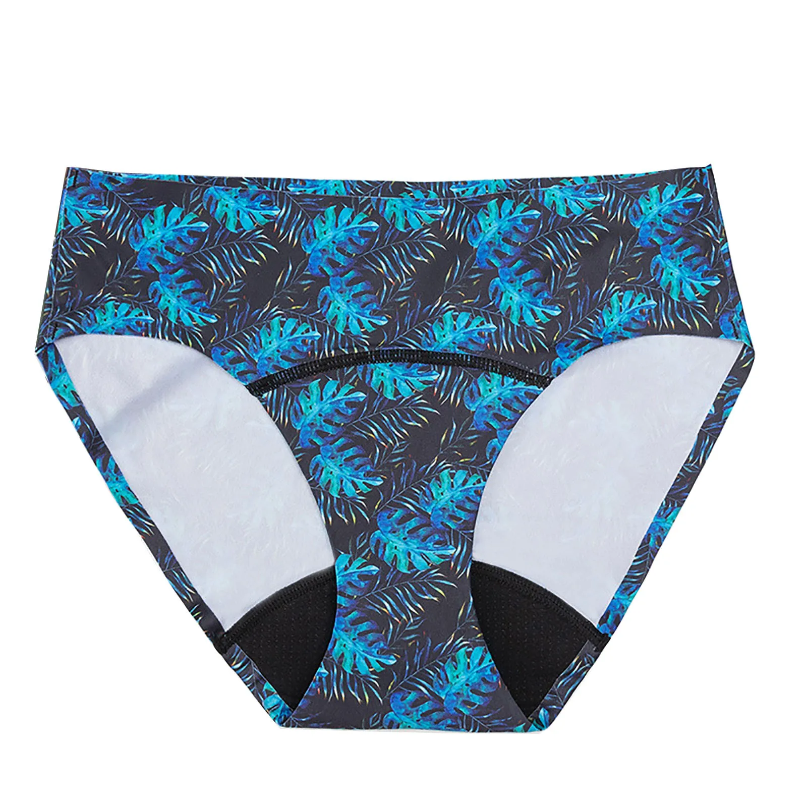 Maillot de bain menstruel ados bikini taille basse imprimé feuilles ou rayé