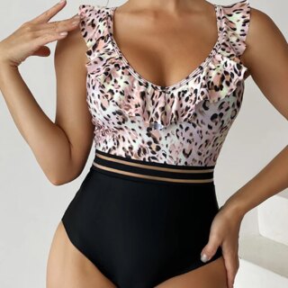 Maillot de bain sculptant une pièce imprimé léopard