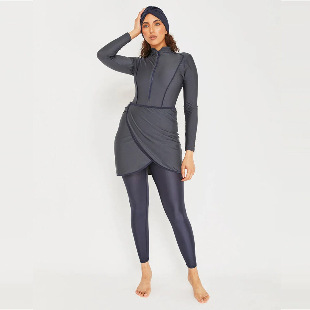Maillot de Bain Burkini 3 Pièces Gris