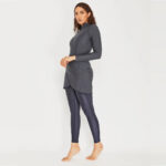 Maillot de Bain Burkini 3 Pièces Gris