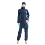 Maillot de Bain Burkini Moderne et Confortable sur fond blanc sur une femme