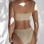 Maillot de Bain Bustier Beige à Volants