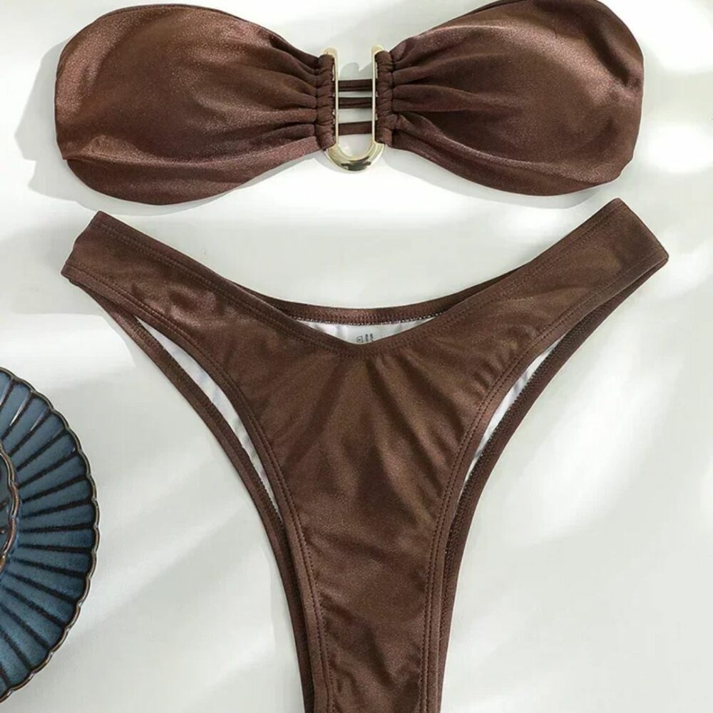 Maillot de Bain Bustier Sexy à Deux Pièces