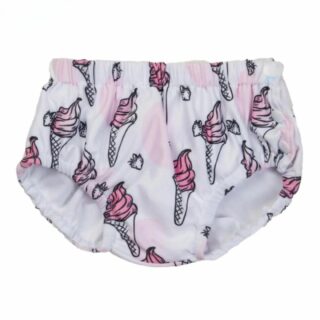 Maillot de Bain Couche Bébé avec Motifs de Glaces sur fond blanc