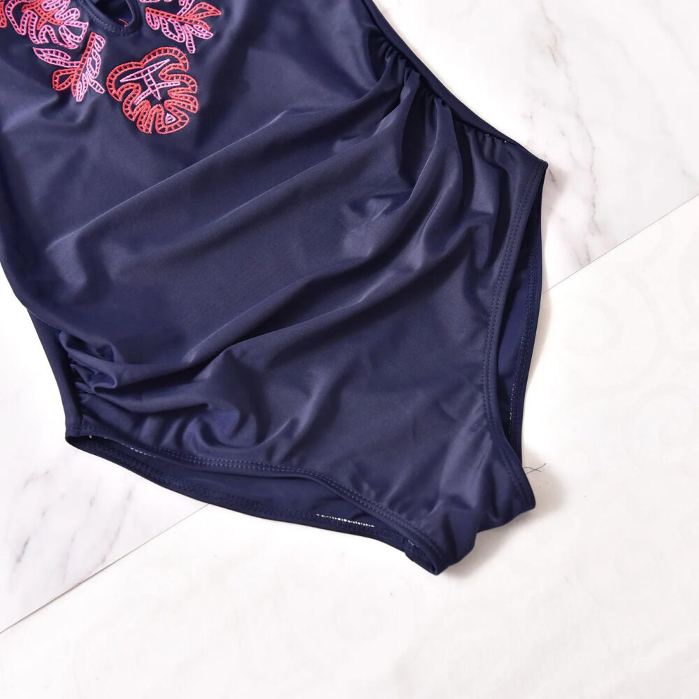 Maillot de Bain Grossesse avec Fleurs Brodées