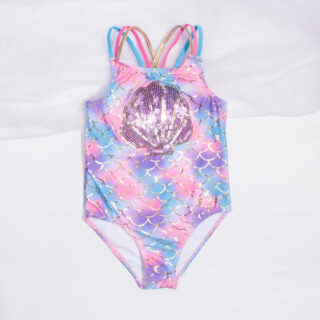 Maillot de Bain Sirène Dégradé et Brillant sur fond gris