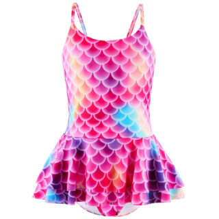 Maillot de Bain Sirène Rose de Style Robe sur fond blanc