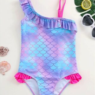Maillot de Bain Sirène Une Pièce Effet Dégradé sur fond gris