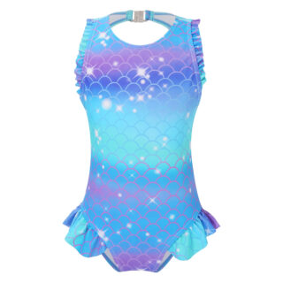 Maillot de Bain Sirène à Volants sur fond blanc