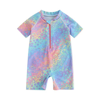 Maillot de Bain Bébé Fille Léopard et Multicolore sur fond blanc