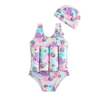 Maillot de Bain Bouée avec Motifs Marins sur fond blanc
