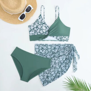 Maillot de Bain Fille à imprimé Floral sur fond gris