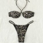 Maillot de Bain Léopard 2 Pièces sur fond gris