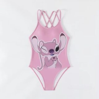 Maillot de Bain Stitch Rose avec Angel sur fond gris