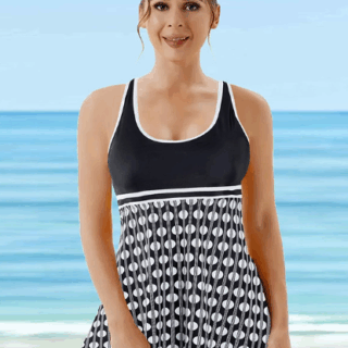 Maillot de Bain Tankini Noir à motifs