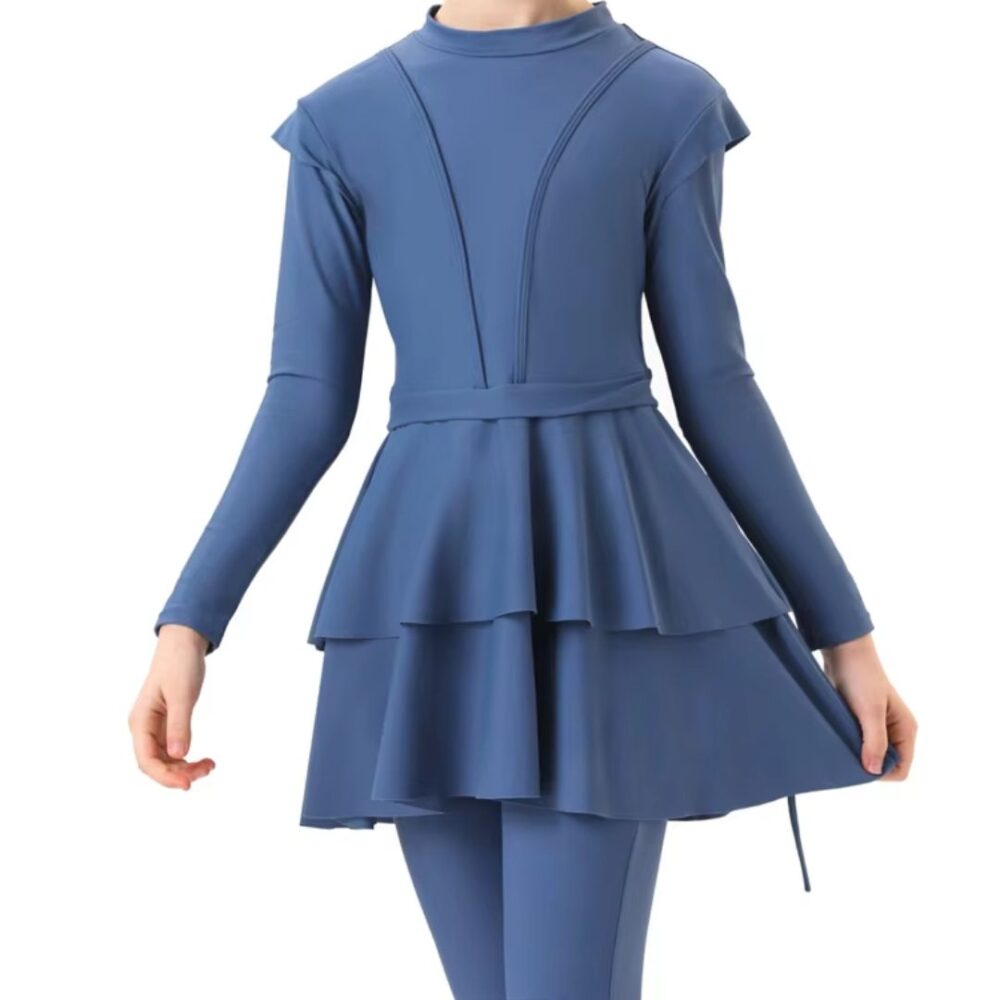 Maillot de Bain Burkini Bleu 3 Pièces pour Enfant