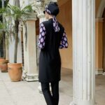 Maillot de Bain Burkini Moderne à Motifs Violets