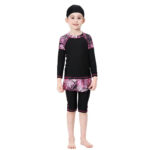 Maillot de Bain Burkini avec Motifs de Feuilles pour Enfant