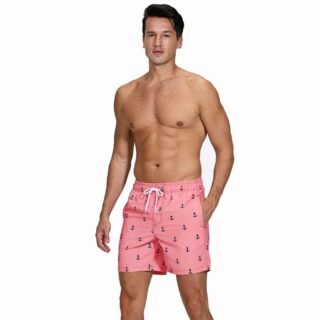 Maillot de Bain Homme à Motifs d’Ancres sur un homme sur fond blanc