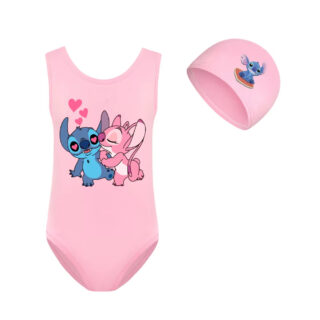 Maillot de Bain Stitch et Angel Rose sur fond blanc